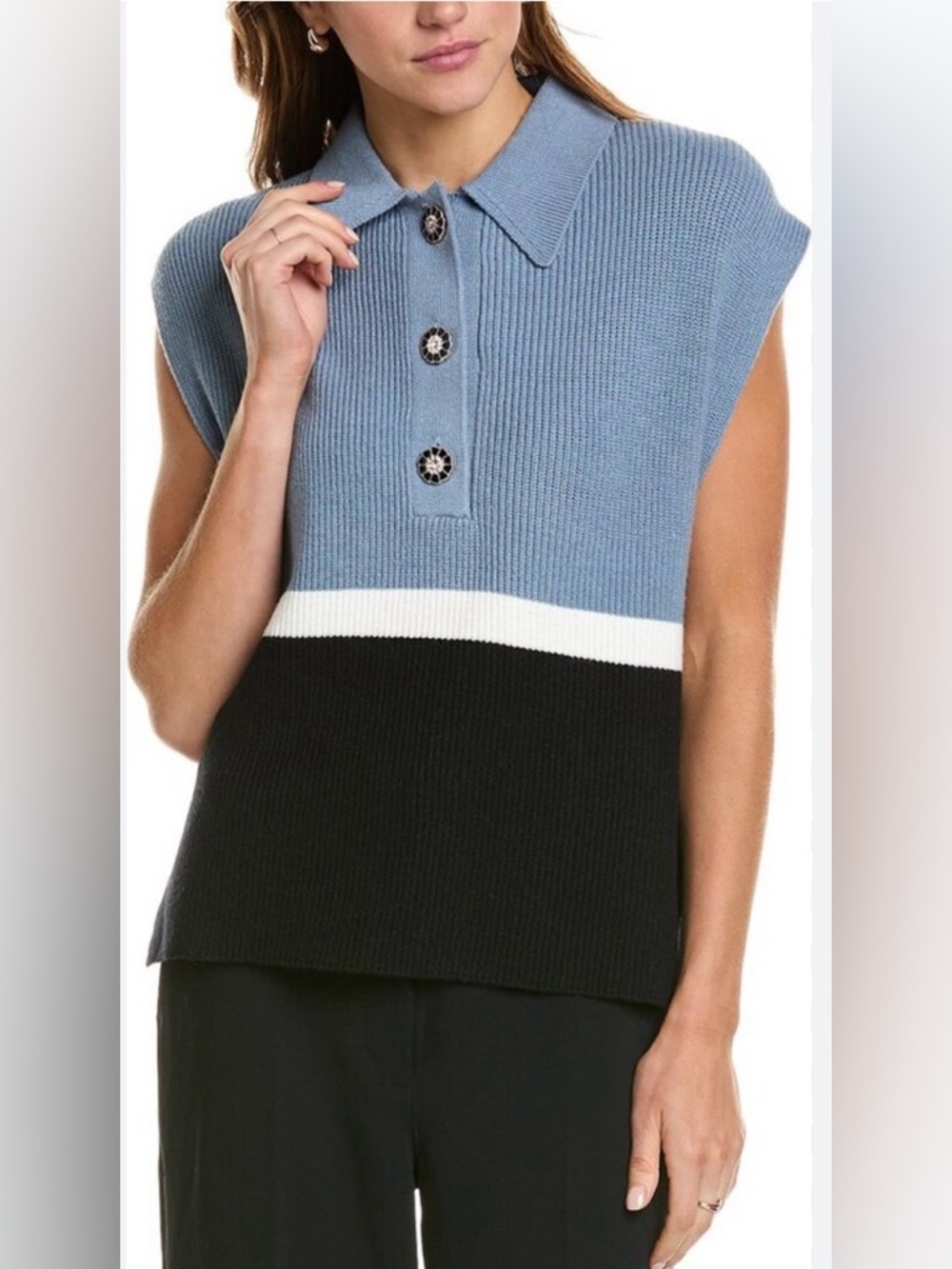 Laundry By Shelli Segal Beautiful Polo Sweater Vest Sleeveless Knit Size S NWT